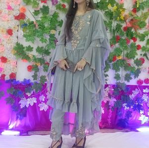 Grey Embroidered 2-Piece Suit