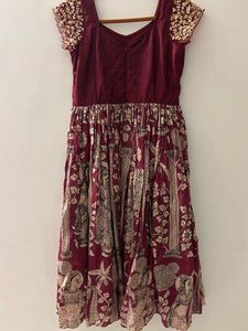 Pen Kalamkari Anarkali With Duppata