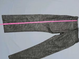 Gray Leather Textured Mens Portugese Pants