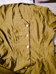 Olive Green Button-Down Dress