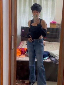 Black Ribbed Two Way Body Suit