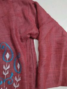 Maroon Embroidered Kurta