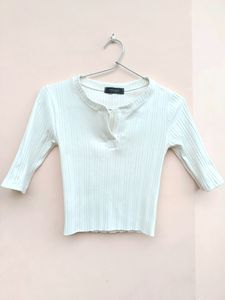 White korean ribbed top (UNUSED)