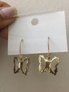 Clear Butterfly With Gold Dangling Earrings
