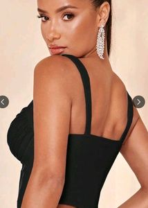 Black fitted corset crop top