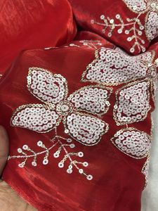 Elegant Red Embroidered Saree