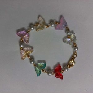 Handmade Beaded Multicoloured Butterfly Bracelet