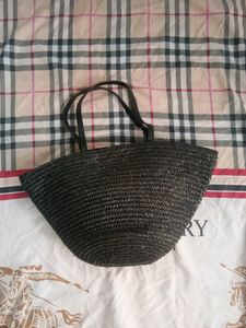 Black Woven Tote Bag