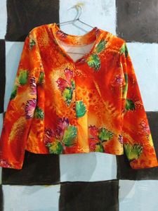 Orange Girlesh Crop Top