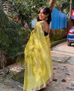 Elegant Yellow Printed Saree