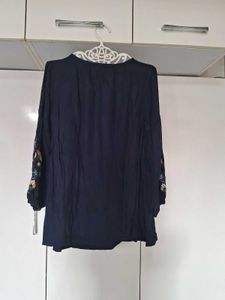 Cotton Top With Embroidered Sleeves