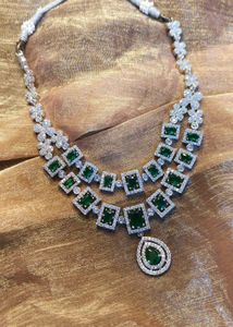Emerald Green American Diamond Necklace