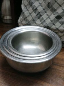 Set Of 3 Copper Botton Vessels