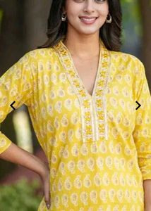 Yellow Printed Kurta Set