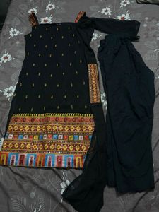 Black Embroidered Kurta Set