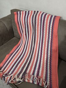 Striped Knit Throw Muffler (stal