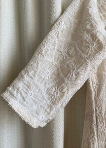 White Chikankari Anarkali Set With Dupatta