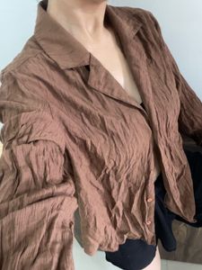 🤎Brown Textured Button-Up🤎