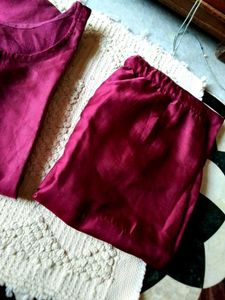 Maroon Beaded Kurta Set