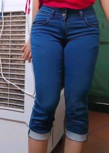 Blue Capri Jeans For Women