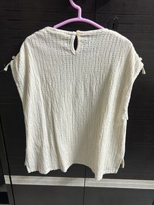 Zara Textured Tie Sleeve Top