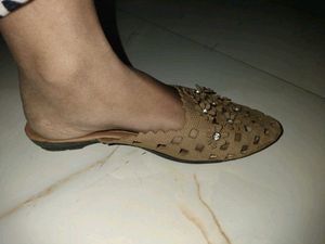 Brown Floral Flats