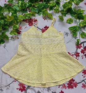 Bohemian Yellow Embroidered Peplum Top