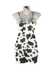 Shein Cow Pattern Lace Trim CamiBodycon