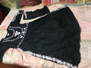 Elegant Black Embroidered Anarkali Suit