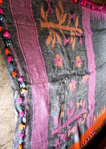 Linen Jamdani saree Without Blouse Hand weaving