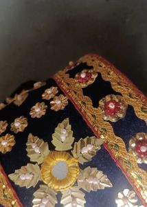 Blue Embellished  Potli Pouch