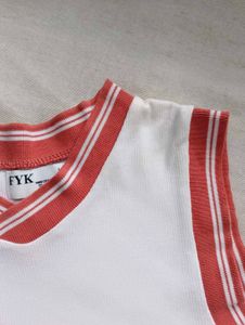 FYK White &amp; Red Crop Top