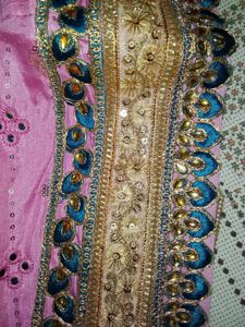 Pink Lehenga Choli with Green Dupatta
