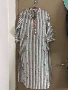 Striped Embroidered Kurta