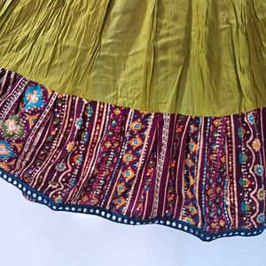 Navratri Green-mahroon Lengha