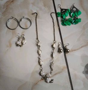 1 Neck Piece With Earings, 3 Earings