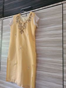 Yellow Handwork Kurti Size 46