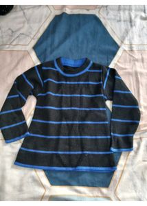 Blue Knitted Co-ord Set( 3 pcs set)