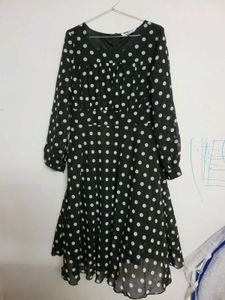 Black Midi Polka Dot Dress