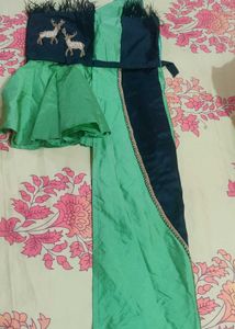 Green & Black One Shoulder Party Top