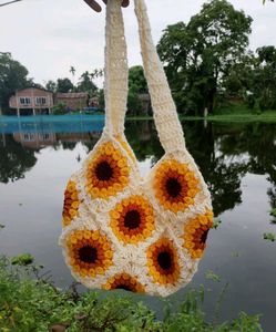Sunflower Crochet Tote Bag