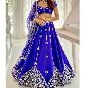 Blue Embroidered Lehenga Choli