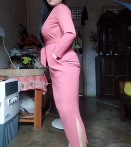Belted Ruffle Neck Midi Dress (Offer For 2days)