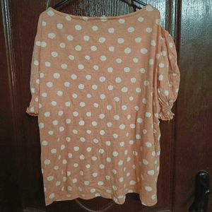 Peach Polka Dot Top