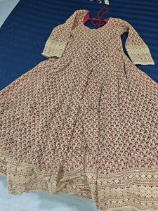 Red Printed Anarkali Kurta Set