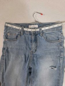 Light Blue Slightly Flare Distressed Jeans | Women