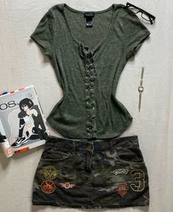 Rockstar Y2k Steampunk Tie Up Top
