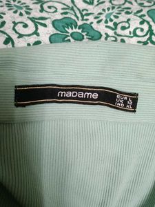 Madame Green Ribbed Polo Top