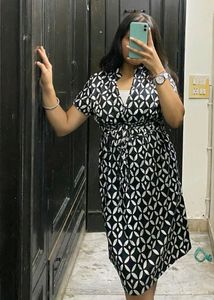 Black and White Satin Dress