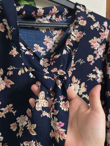 Floral Print Blue  Tiered Mini Dress